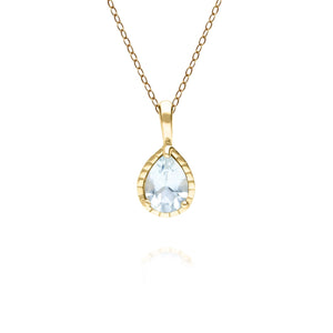 Classico ciondolo collana Acquamarina pera in oro giallo 9 ct