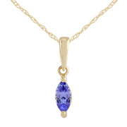 Classico pendente marquise in oro giallo 375 con tanzanite