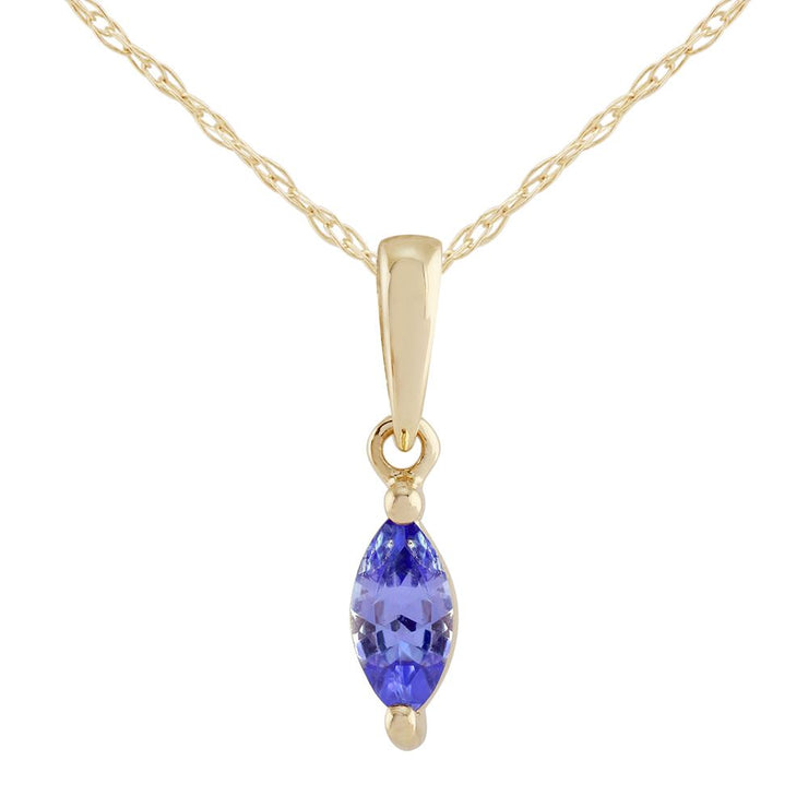 Classico pendente marquise in oro giallo 375 con tanzanite