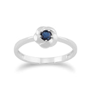 Anello Gemondo con zaffiro, trama intrecciata Anello in oro bianco da 9 ct con zaffiro da 0,20 ct