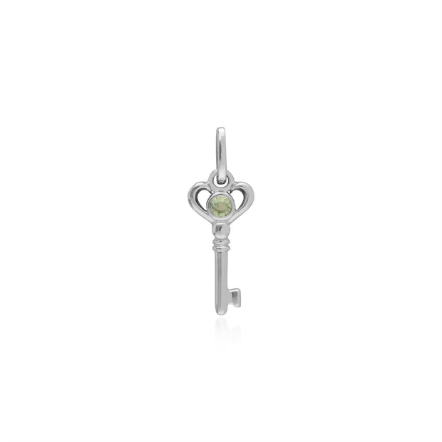 Ciondolo classico a chiave piccola in argento 925 con peridoto rotondo