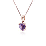 Collana con ametista, pendente a cuore con ametista in oro rosa da 9 ct e 0,67 ct con ciondolo a forma di cuore su catena da 45 cm