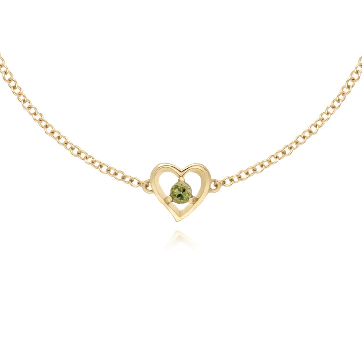 Bracciale con peridoto, bracciale con pietra singola rotonda in oro giallo con peridoto da 9 ct. Bracciale da 19 cm