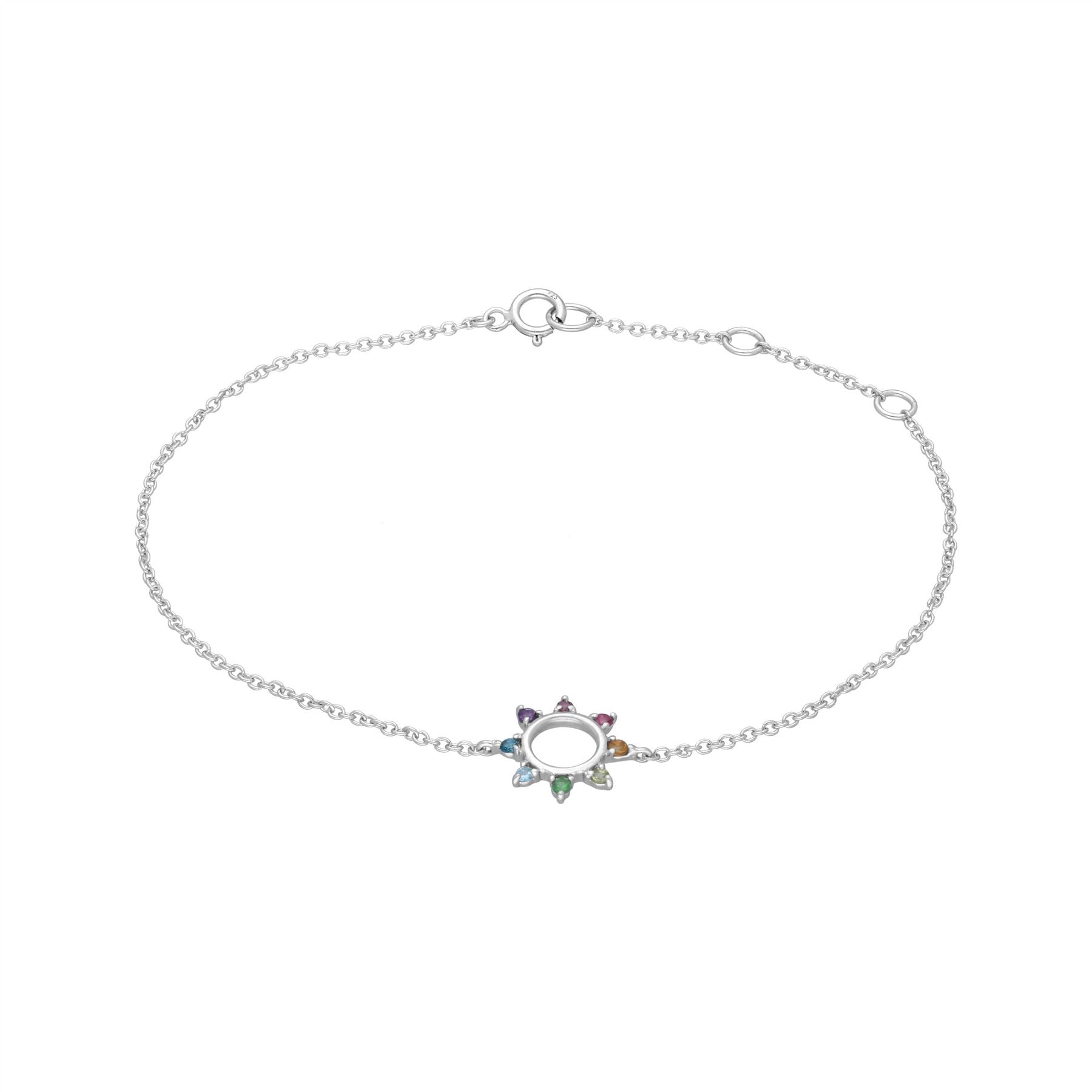 Rainbow Sunburst Bracelet in Sterling Silver