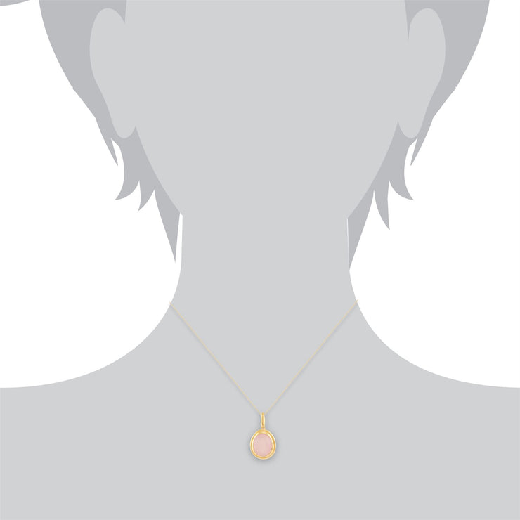 Collana Tara' con quarzo rosa pastello in argento sterling placcato oro giallo da 9 ct
