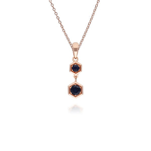 Gemondo Honeycomb Inspired Sapphire Pendant Necklace in 9ct Rose Gold