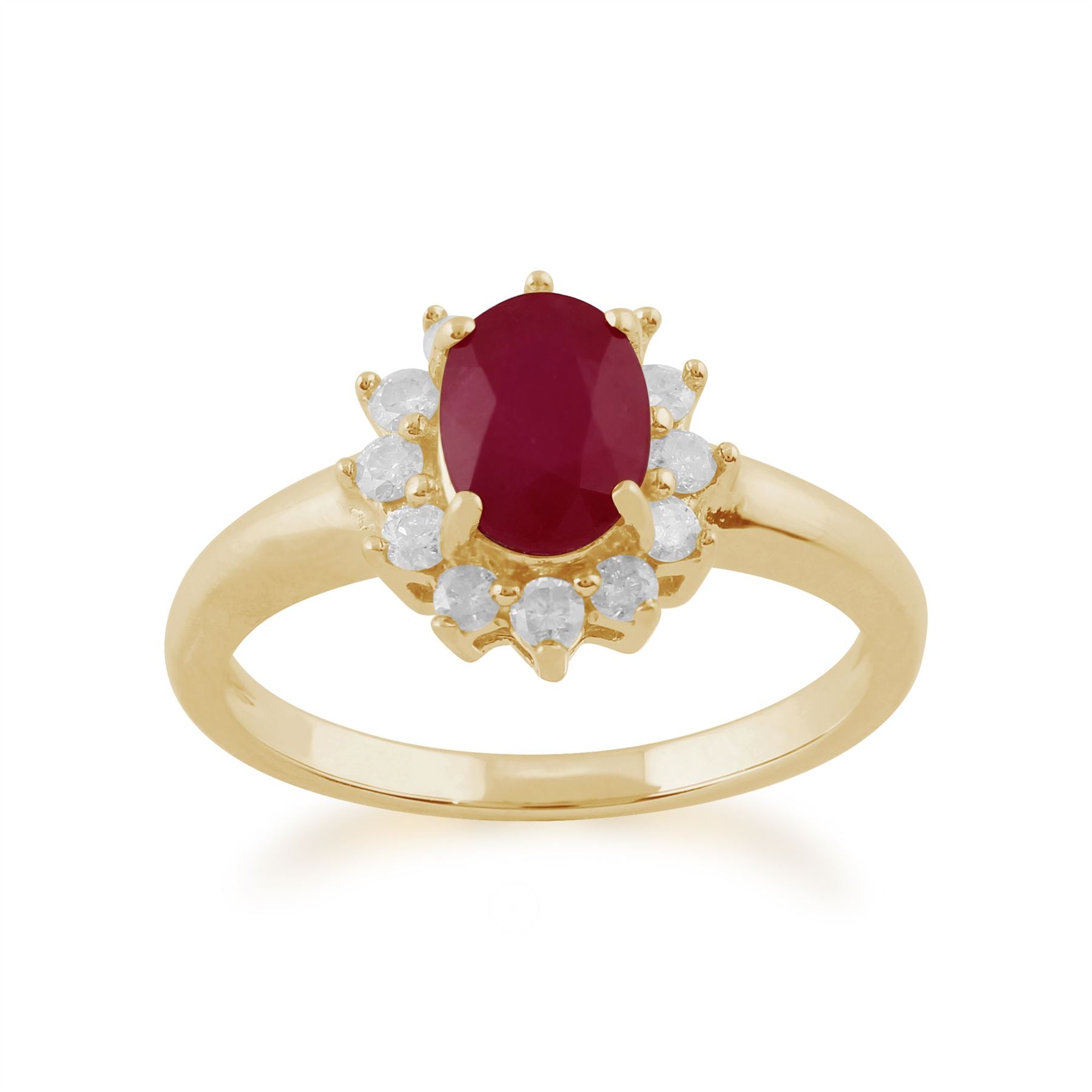 Orecchini a bottone e anello ovali classici in oro giallo 375 con smeraldi e diamanti a grappolo