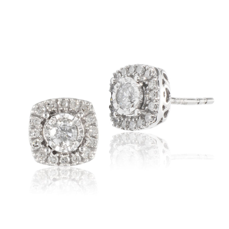Orecchini a lobo classici in oro bianco 750 con diamanti in stile grappolo