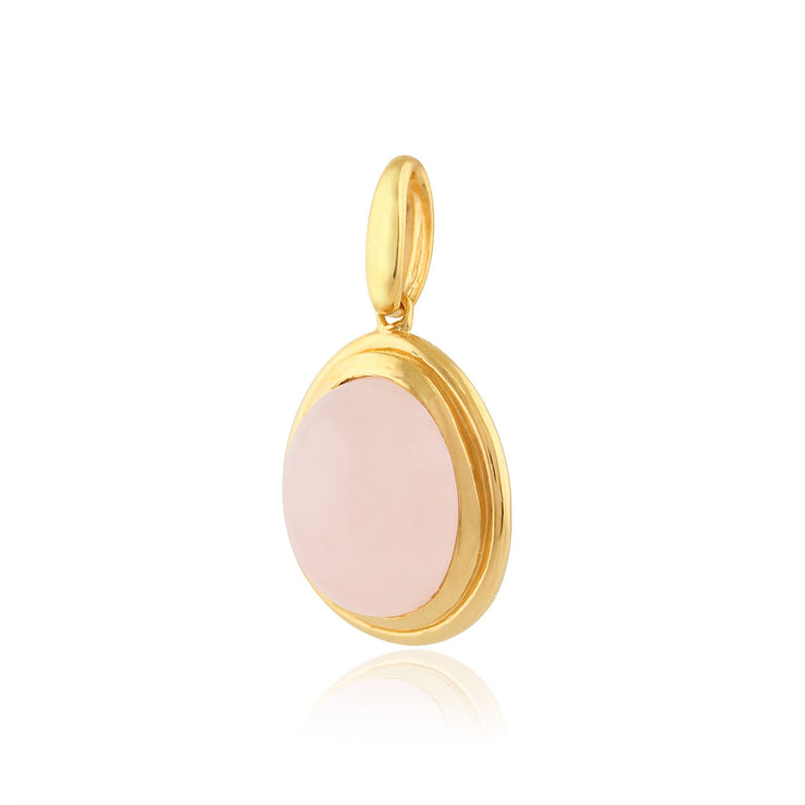 Collana Tara' con quarzo rosa pastello in argento sterling placcato oro giallo da 9 ct