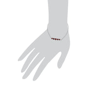 Bracciale in argento sterling con cinque pietre di granato rotonde graduate da 19 cm