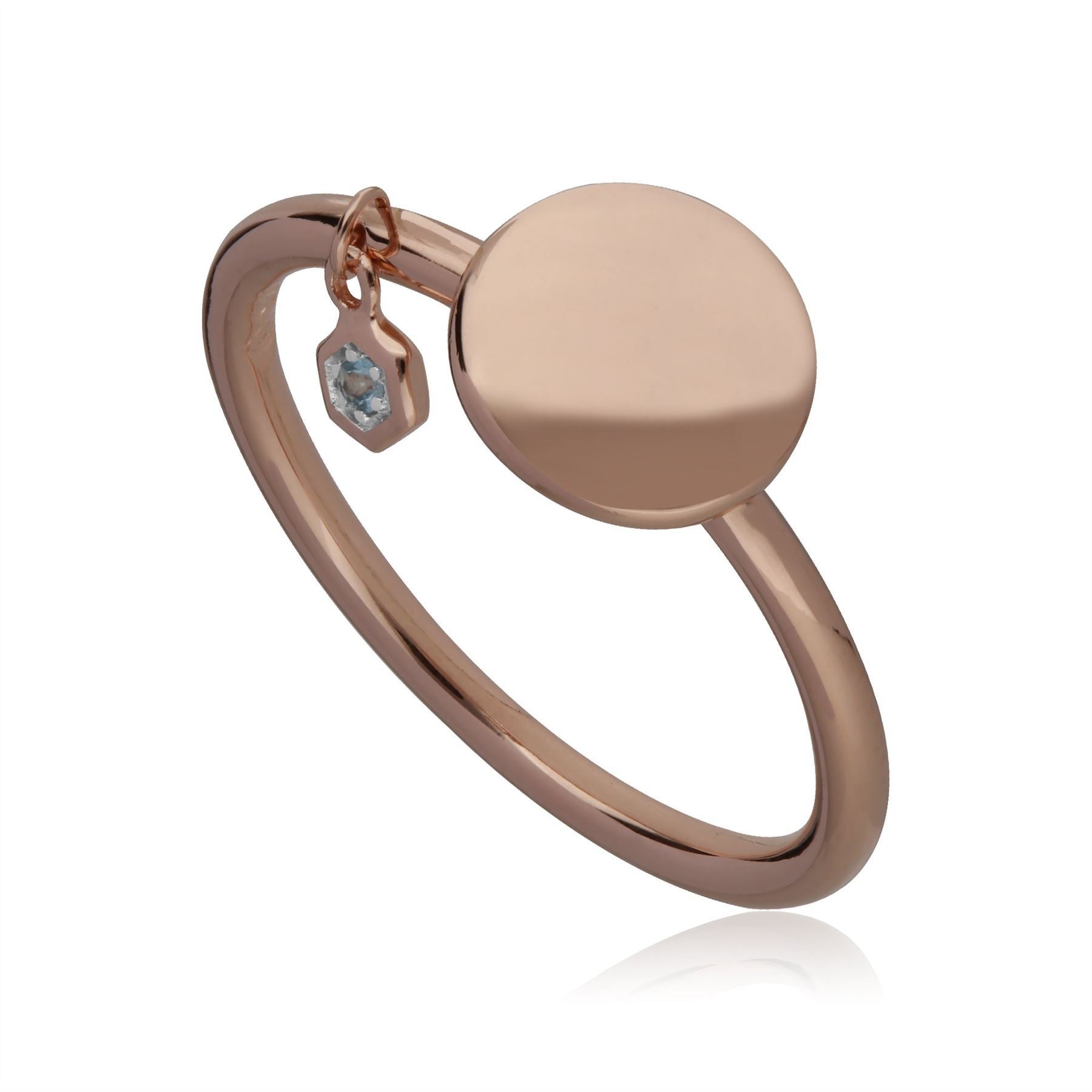 Aquamarine Engravable Ring in Rose Gold Plated Sterling Silver