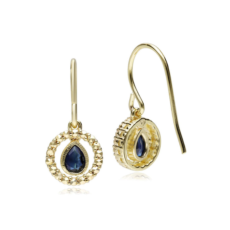Orecchini pendenti con zaffiro Halo e marcasite