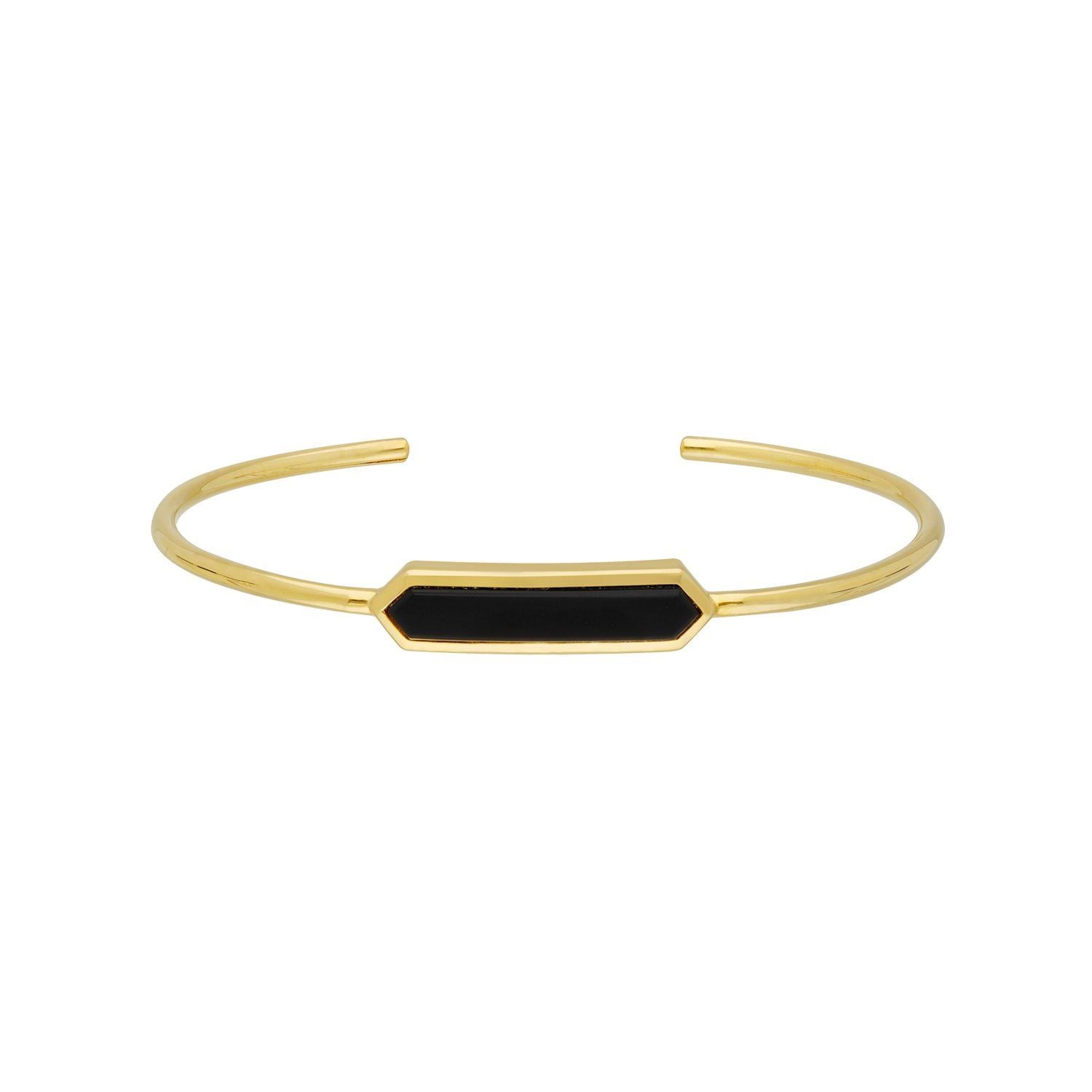Geometric Prism Black Onyx Bangle in Gold Plated Sterling Silver