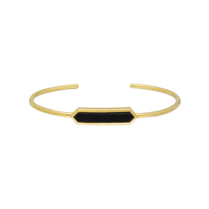 Geometric Prism Black Onyx Bangle in Gold Plated Sterling Silver