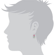 Orecchini pendenti stile Rennie Mackintosh in argento 925 con marcasite e smalto rosa