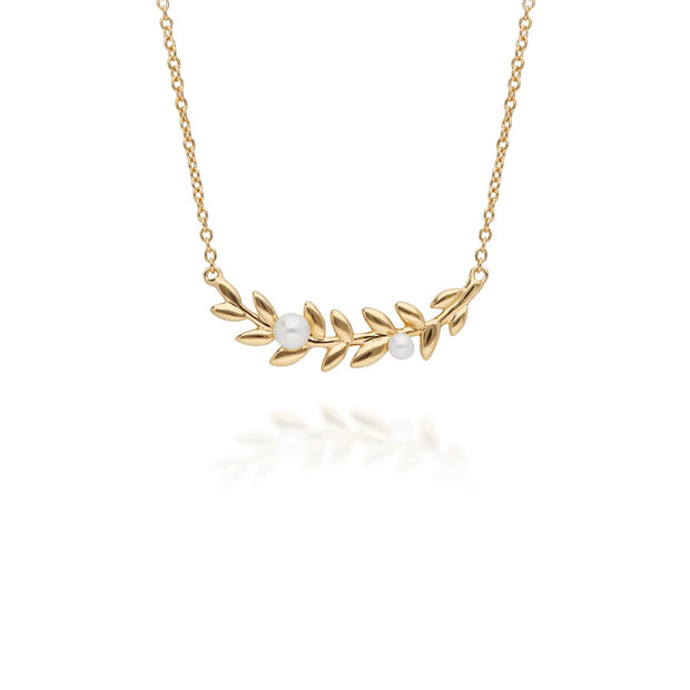 Anello e collana con perla placcata oro in argento 925 O Leaf