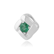 Ciondolo classico a croce quadrata in argento 925 con smeraldo