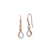 Orecchini con diamanti, orecchini pendenti con bacio in oro rosa da 9 ct