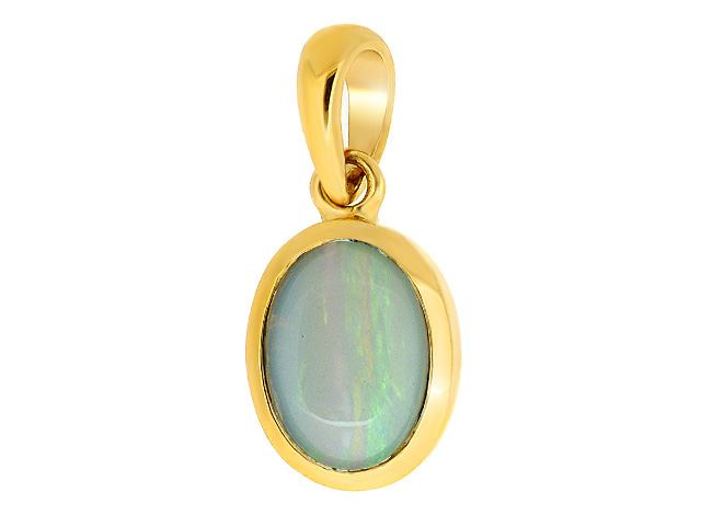 Pendente con pietra singola ovale cabochon in opale giallo da 9 ct da 0,69 ct su catena