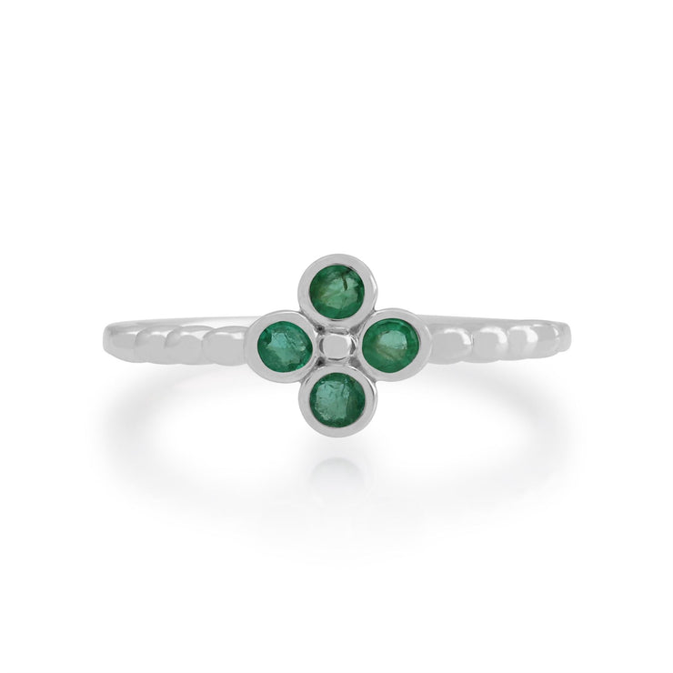 Anello Gemondo con smeraldo, anello a grappolo in argento sterling con smeraldo da 0,19 ct