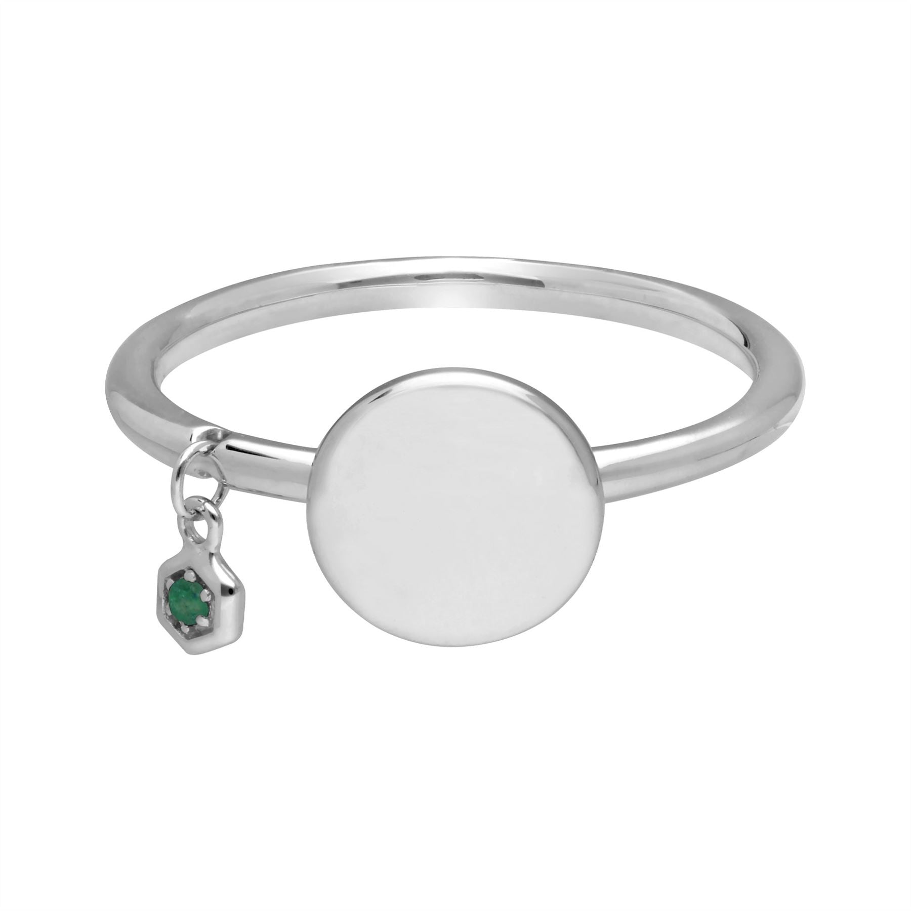 Emerald Engravable Ring in Sterling Silver