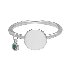 Emerald Engravable Ring in Sterling Silver