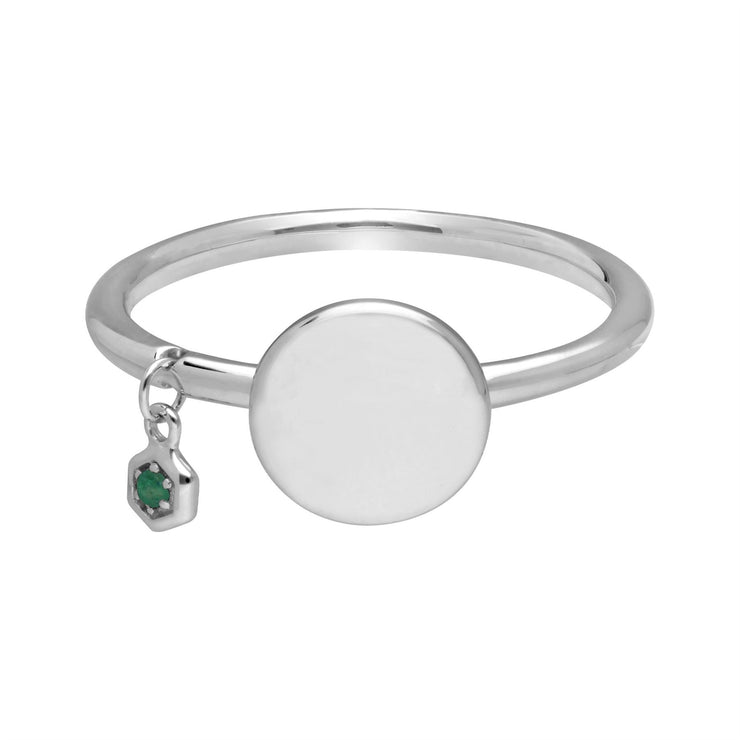 Anello con incisione in argento 925 con smeraldo