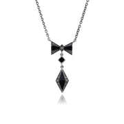Collana Stile Déco Argento 925 Onice Nero e Marcasite