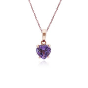 Collana con ametista, pendente a cuore con ametista in oro rosa da 9 ct e 0,67 ct con ciondolo a forma di cuore su catena da 45 cm