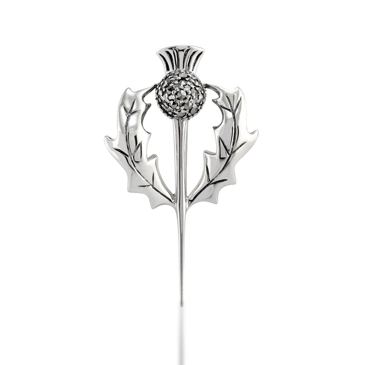 Spilla in cardo stile Art Nouveau in argento 925 marcasite