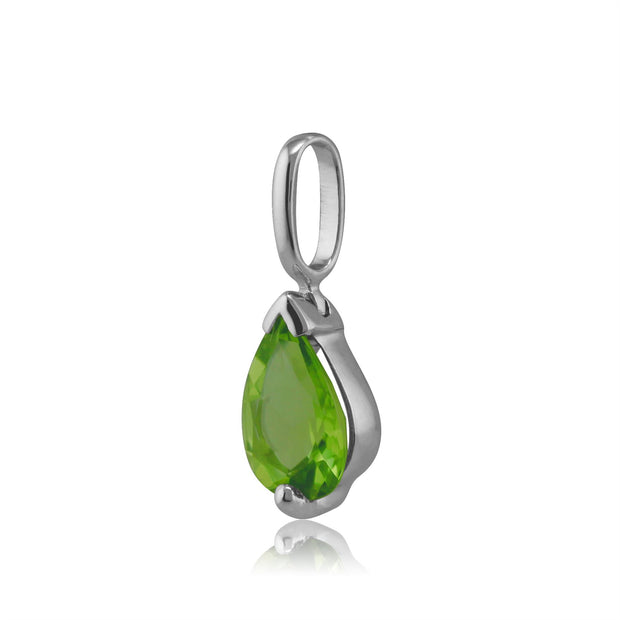 Classico pendente a pera con peridoto in oro bianco 375