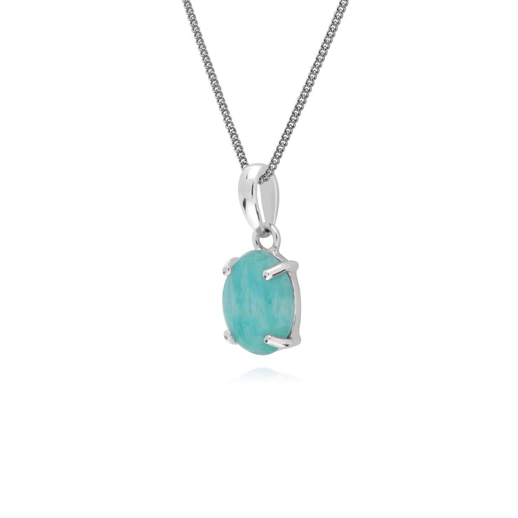 Collana in argento sterling con pietra singola ovale con amazzonite da 45 cm