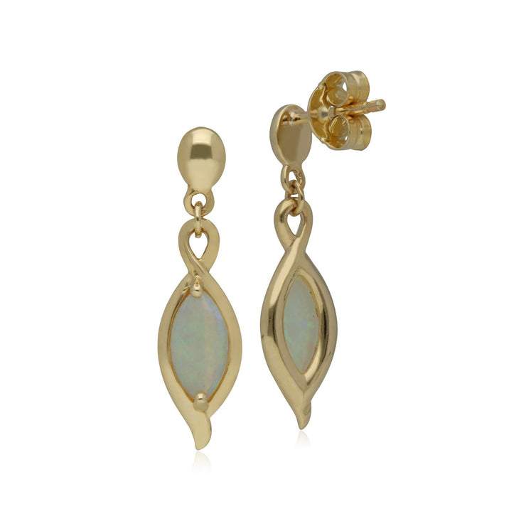 Orecchini pendenti in oro giallo 375 con opale marquise