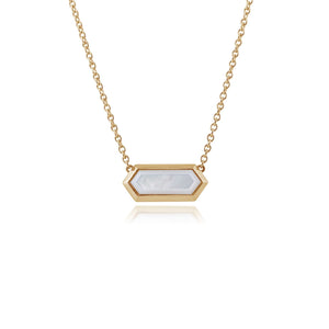 Gold Plated Silver Mother of Pearl Hexagonal Prism Necklace