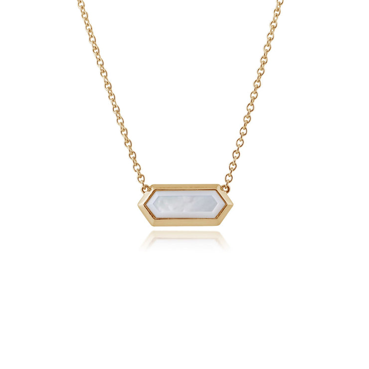 Collana geometrica in argento 925 placcato oro con madreperla esagonale