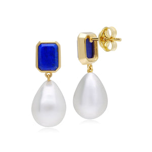 ECFEW™ 'The Unifier' Orecchini pendenti con lapislazzuli e perle barocche