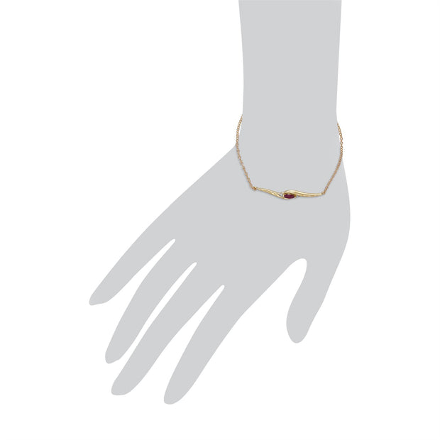 Bracciale Marquise in oro giallo da 9 ct con diamanti e rubini twist da 19 cm