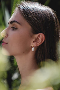 Modern Baroque Pearl & Peridot Drop Earrings in Gold Plated 925 Sterling Silver