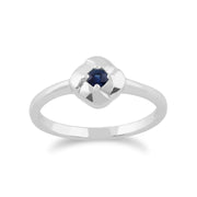 Anello Gemondo con zaffiro, anello quadrato incrociato con zaffiro in argento sterling 925 da 0,13 ct