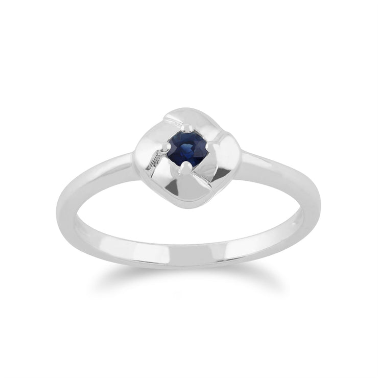 Anello Gemondo con zaffiro, anello quadrato incrociato con zaffiro in argento sterling 925 da 0,13 ct