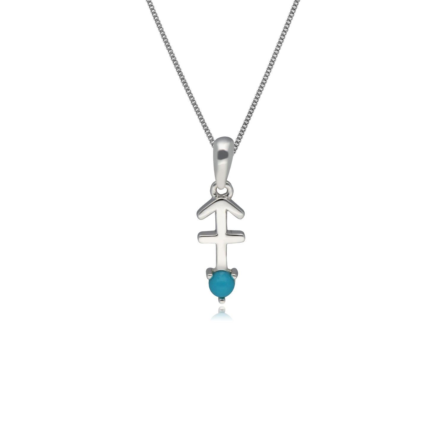 Turquoise Sagittarius Zodiac Pendant Necklace in 9ct Yellow Gold