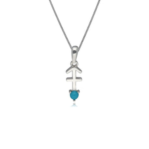 Turquoise Sagittarius Zodiac Pendant Necklace in 9ct Yellow Gold