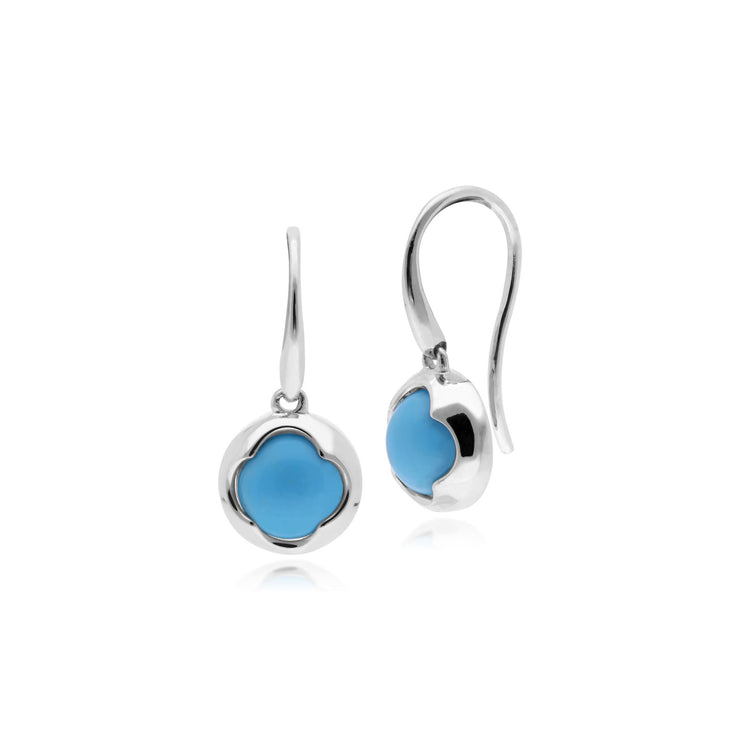 Orecchini pendenti geometrici circolari Pain de Sucre in argento 925 turchese