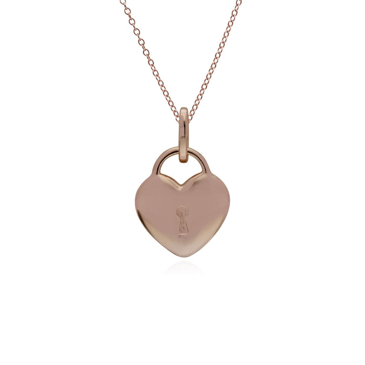 Collana in argento, pendente con lucchetto a cuore in argento sterling massiccio placcato oro rosa su catena da 45 cm