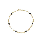 Bracciale da 19 cm con motivo infinito in oro giallo da 9 ct con zaffiri marquise e diamanti