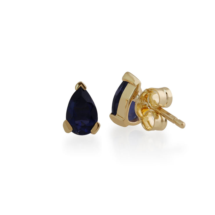 Orecchini a lobo classici iolite in oro giallo 375 con montatura a goccia