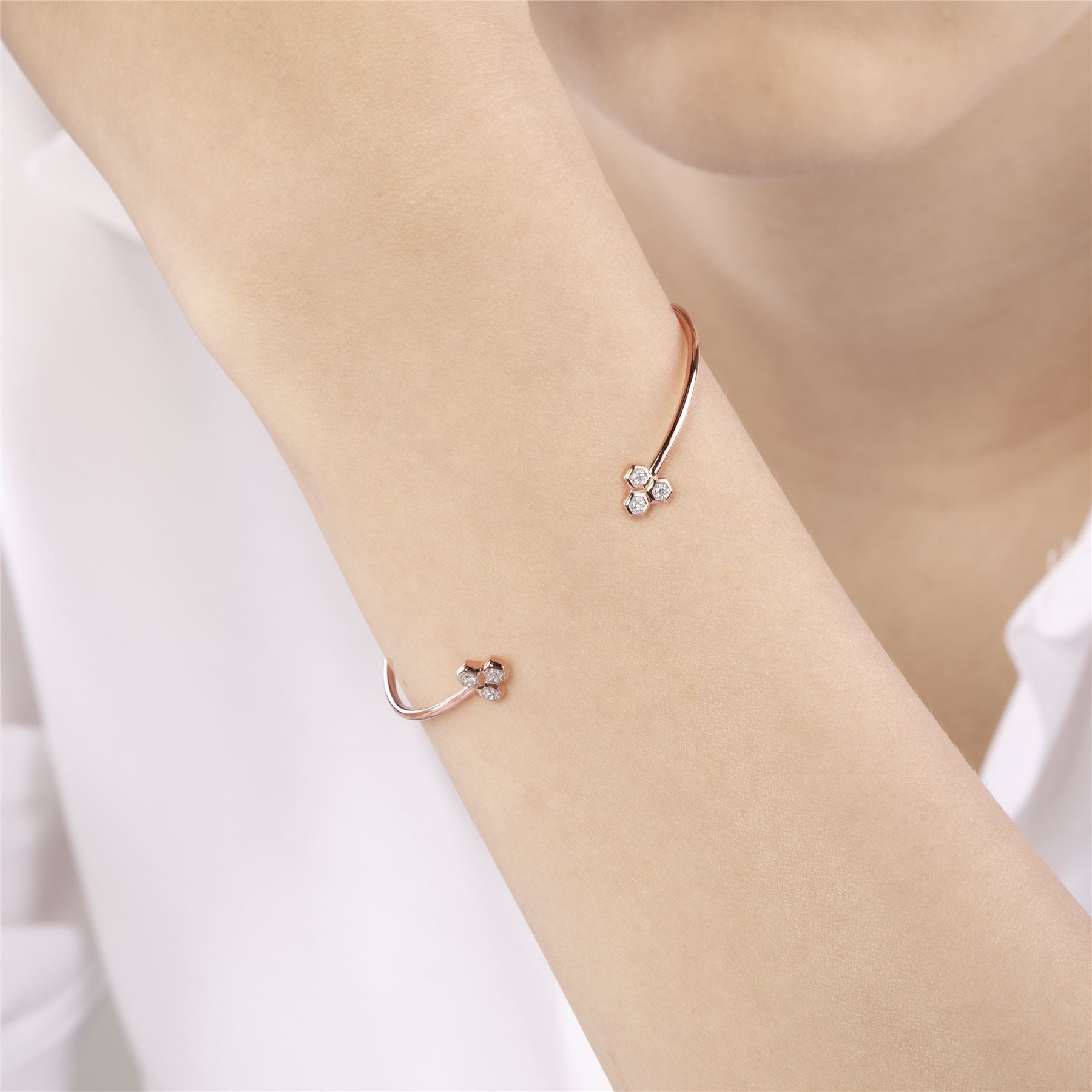 Diamond Trilogy Geometric Open Bangle