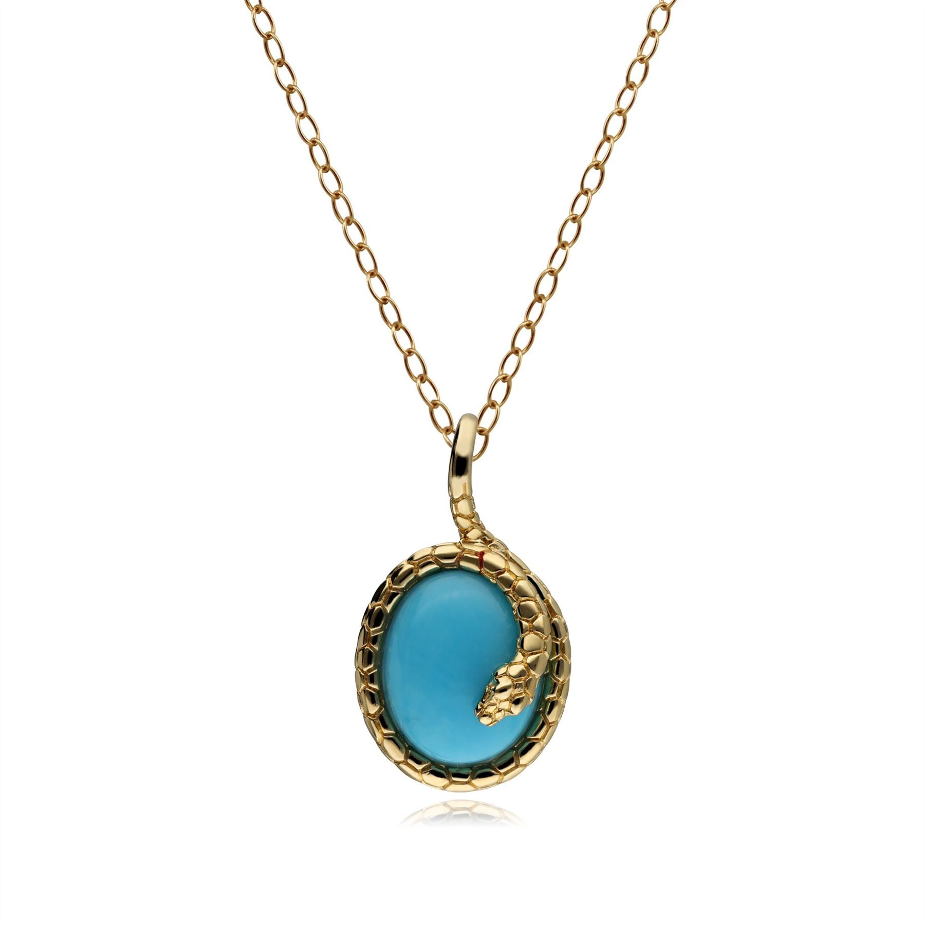 Gemondo ECFEW™ Oval Turquoise Winding Snake Pendant