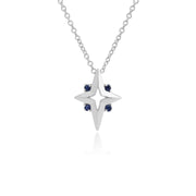 Ciondolo e orecchini classici a lobo Etoirle in argento 925 con zaffiro rotondo