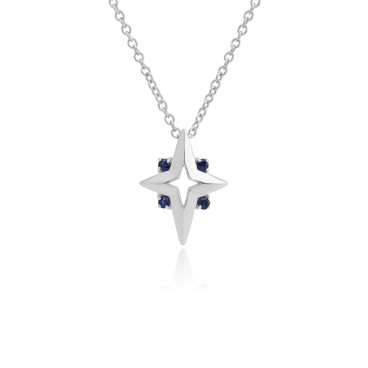 Ciondolo e orecchini classici a lobo Etoirle in argento 925 con zaffiro rotondo